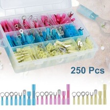 250PCS Heat Shrink Wire Connectors Electrical Ring Fork Spade Crimp Terminals