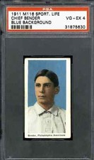 1910 M116 Sporting Life Chief Bender (Blue Background) - PSA 4