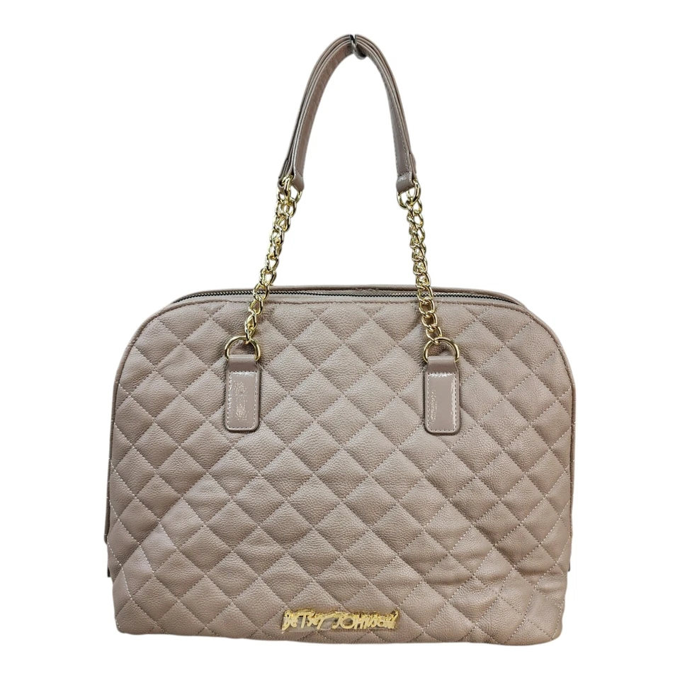 Bolso de Mano Betsey Johnson Acolchado Tostado Grande Arco Cartera Cadena Dorada Bolso de Hombro Foto 3 de 4