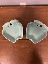 Vintage Hoenig of California Pottery Turquoise Apple Dishes Bowls Set of 2