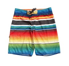Hang Ten Board Shorts Mens 34 Multicolor Striped Surf Swim Trunks Beach Pocket