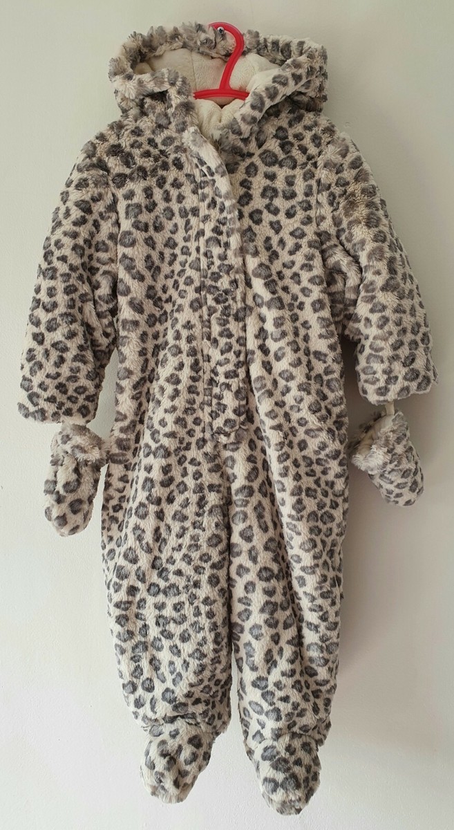 NEW Matalan 9-12 months Leopard Print Lined Snowsuit Pramsuit