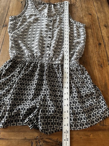 Zara Romper Tank Shorts Size Medium Black White Geometric Travel Lined Button - Picture 11 of 14
