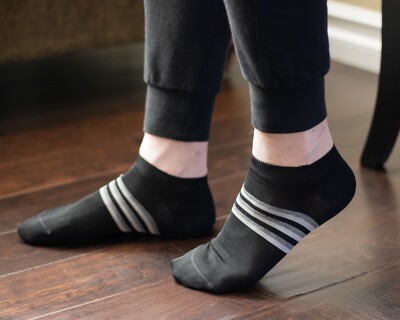 Mens Italian Luxury Low-Cut Socks, Size 8.5-11, 100% Mercerized Cotton, Black