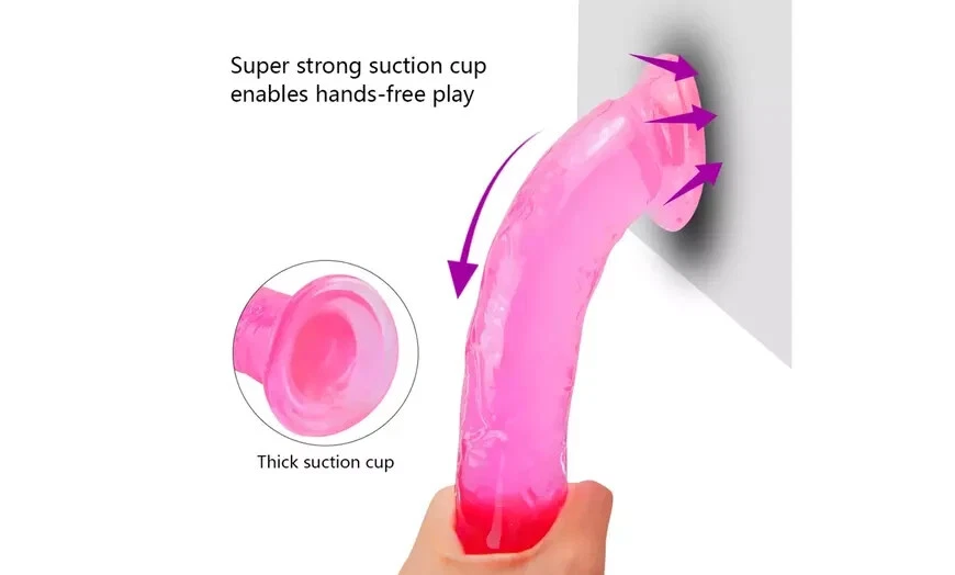Consolador Pene Punto G Ventosa Estimulación Silicona Suave Juguete Sexual Impermeable Anal Foto 4 de 4