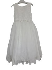 White Lace Flower Girl Bridesmaid Dress, DIVA Behavior Brand, Size 10 Girls