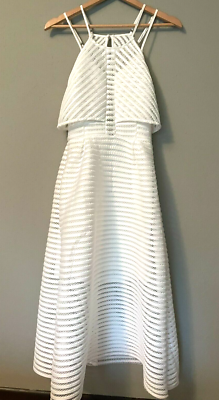 Shilla Size XS White Midi Dress Halter Sleeveless W/Full Skirt Graduation |  eBay