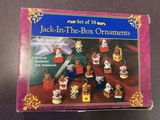 Jack-In-The-Box Ournaments,18 Mini Ornaments, Detailed hand painted Polystone