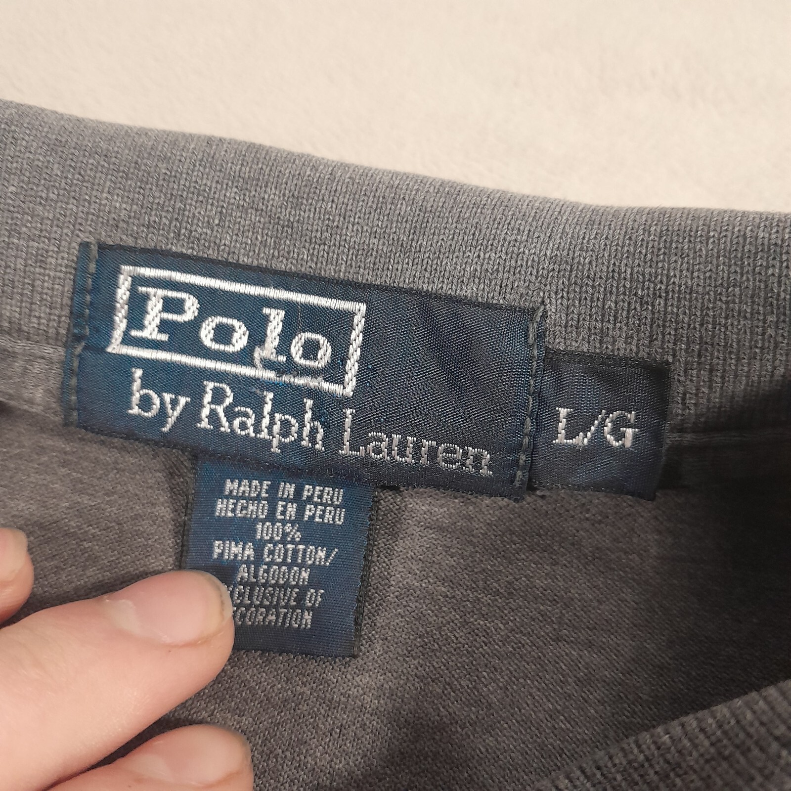 Polo Ralph Lauren camicia uomo grande grigio carne pony manica lunga DIFETTI