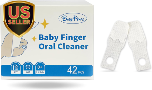 Baby Tongue Cleaner Newborn Baby Finger Toothbrush, 42 Count Disposable Wet and