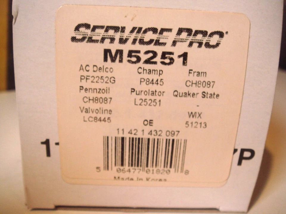 Oil Filter M5251 BMW 318ti Z3 318i 318is PF2252G P8445 96-99 CH8087 51213 Y3 - Image 4 of 4