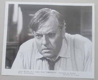 PRESS PROMO PHOTO 1959 MOVIE COMPULSION STARRING ORSON WELLES B&W 8X10 U576