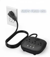 TRANSTON power strip with switch, 3power strip, 3 USB Ports, 3.3ft