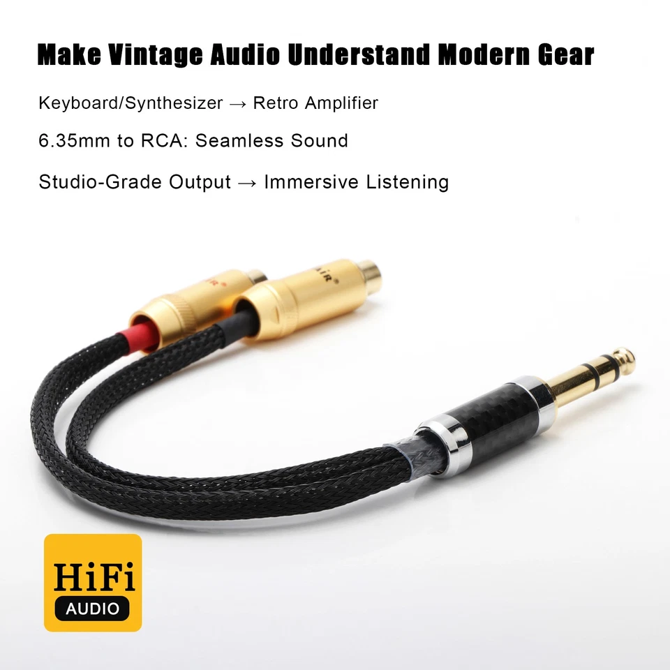 6 Inch 1/4 Stereo Male TRS Plug to 2 Female RCA Jacks Audio Y Splitter Cable - Image 3 of 4