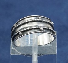 sz 4, vtg mexico Sterling silver handmade band, 925 ring w/ bead N cable