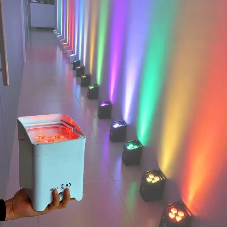4PC 6x18W Battery Wireless Led Par Stage Light WIFI Powered LED Wedding Uplight - Image 3 of 4