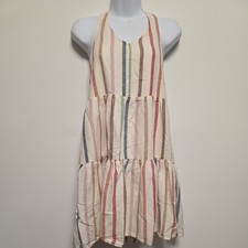 American Eagle M Halter Mini Dress Cream Multicolor Stripes