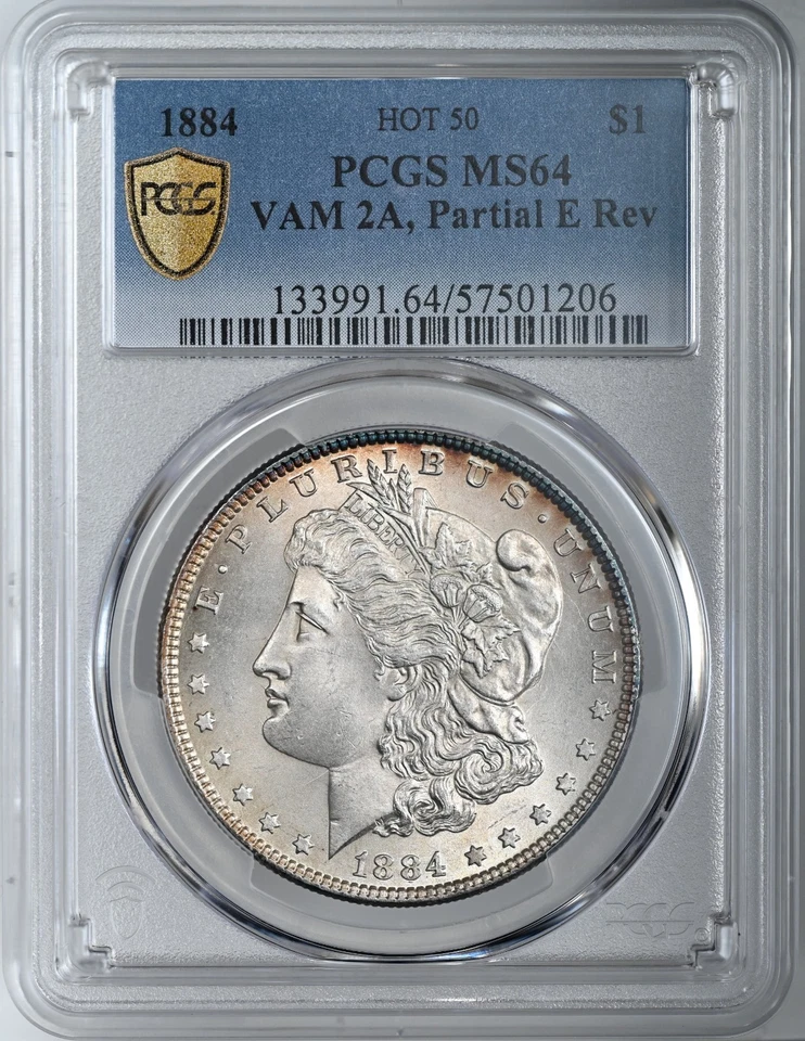 1884-P  $1  MORGAN SILVER DOLLAR  "VAM 2A PARTIAL E REVERSE  PCGS MS64 #57501206 - Image 2 of 4