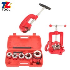 Pipe Threader Ratchet Type Pipe Cutter Thread Tool Handheld With 5 Dies Set