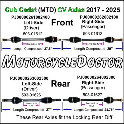 Cub Cadet,Axle,Rear LEFT,CV Axle,HISUN,MTD,UTV,550,750,Challenger