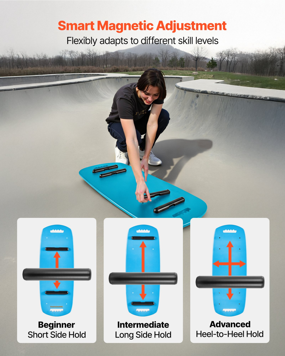 Balance Board w/ Roller Magnetic Stopper Surf Trainer Therapy Blue