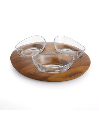 Nambe Vie Snack Set Modern Serving Bowls for Entertaining - New