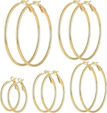 5 Pairs Gold Hoop Earrings for Women, 14K Gold Plated Hypoallergenic Stainless