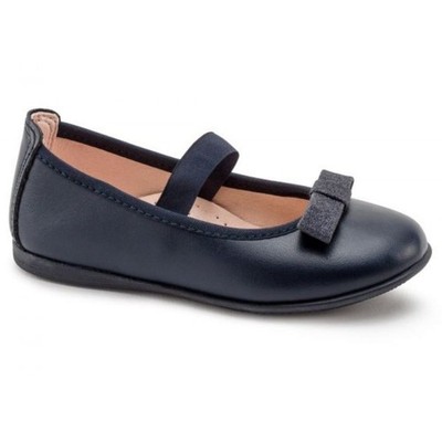 Pablosky Ballerina aus Leder Mit Schleife Blau Navy Mädchen Schuhe