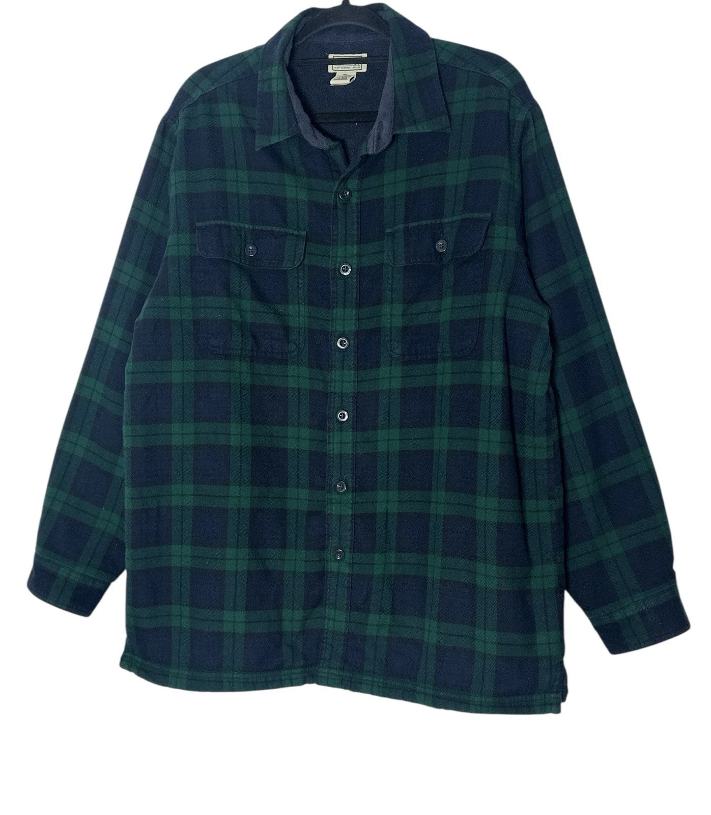 L.L. Bean Fleece Lined Flannel Shirt Jacket Men’s Large Outdoor Cozy Button Up