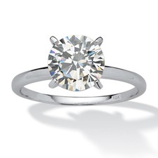 2 Carat Round Cubic Zirconia Solitaire Ring in Solid 10k White Gold