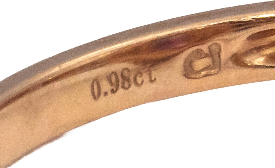 Anillo de cóctel de diamantes y turmalina bicolor de oro rosa de 14 k talla 7 de 1,18 quilates Foto 4 de 4