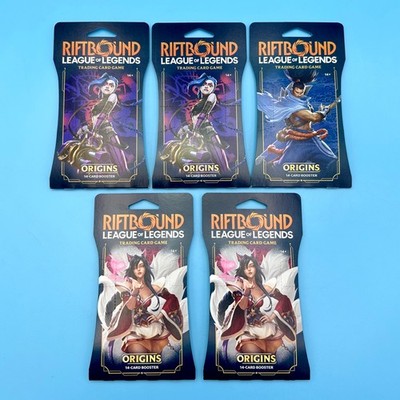 Riftbound League Of Legends Origins TCG Sleeved 14-Card Booster Pack LOT OF  5