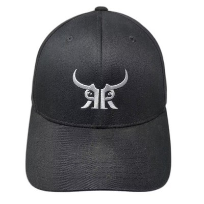 Flexfit Baseball Cap Black XL Embroidered Logo Structured Gray Undervisor Hat
