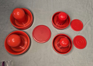 2 Sets Toy Air Hockey Paddles and Pucks - 2 different sizes