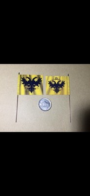 2x 28mm Wargames TYW Renaissance Imperial Banner Flag Ready on Metal Flagpole