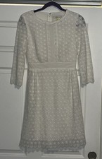 Diane von Furstenberg Women's Size 2 Ivory Zarita Dress 3/4 Sleeve Lace Sheath