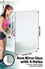 Slight 2nds Mirror Glass 4 Holes Gym Dance 4mm 6FT X 4FT 183x122cm MirrorOutlet