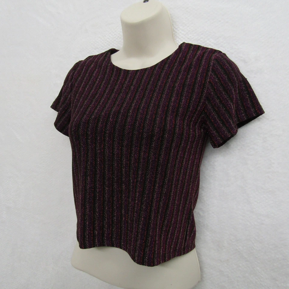 Blusa Top Pullover Manga Corta Cuello Redondo Rojo Marrón Mediana para Niñas Foto 2 de 4