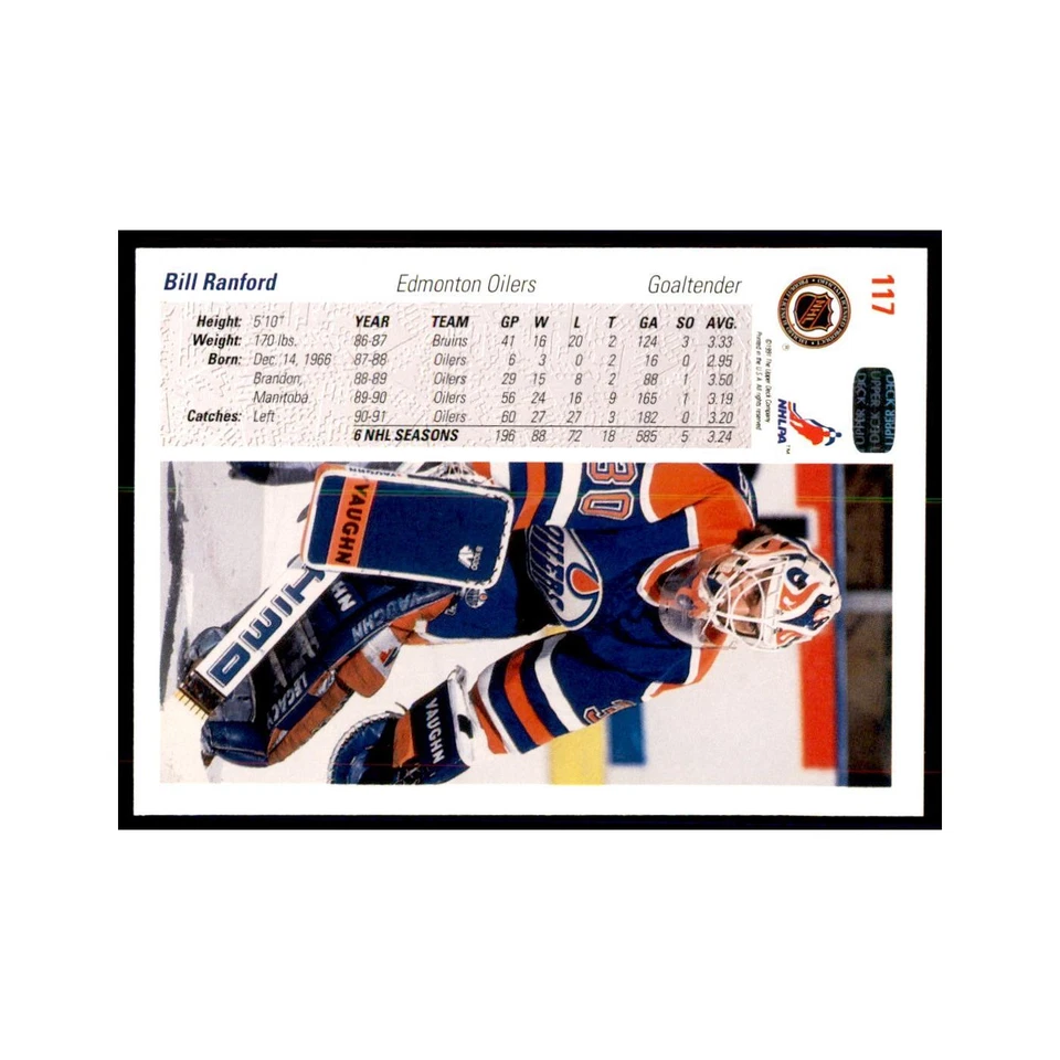 1991 Upper Deck Bill Ranford Hockey Cards #117 - Image 2 of 3