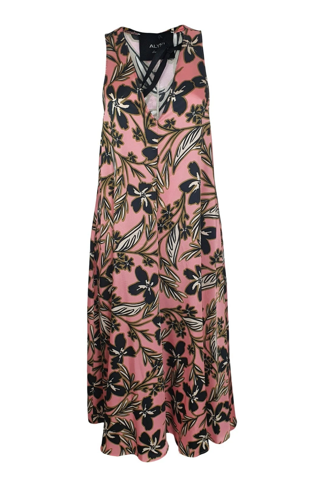 ALYSI CHOCOLAT Pale Pink Sleeveless Floral Print Midi Dress (IT 44)