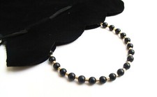 black onyx 14 k yellow solid gold tube beads bracelet natural gemstone handmade