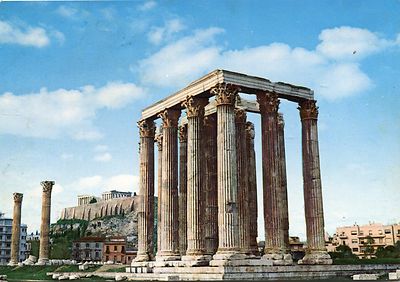 Alte Postkarte - Athen - Tempel des Olympius Jupiters