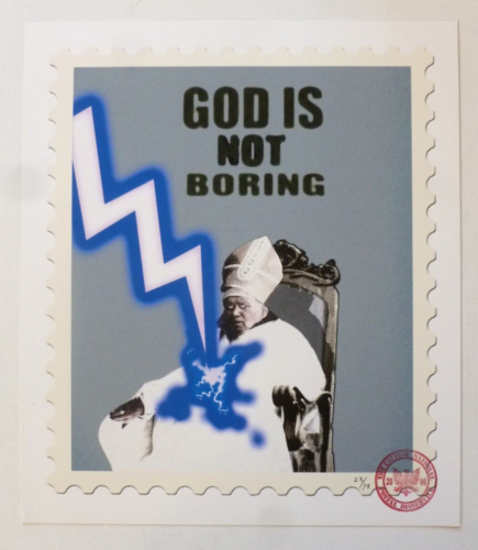 JAMES CAUTY God is not boring NUMBERED LIMITED EDITION POP ART PRINT Pope - Picture 1 of 6