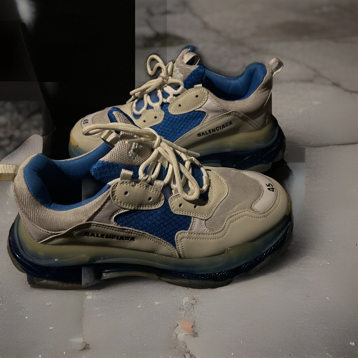Size 12 - Balenciaga Triple S Sneaker White and Blue NO BOX  display picture 3