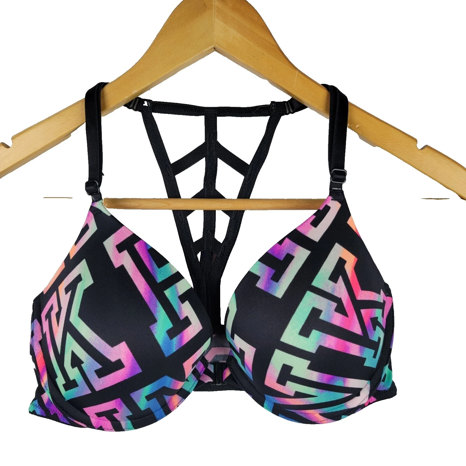 PINK Nylon Geometric Bras & Bra Sets for Women