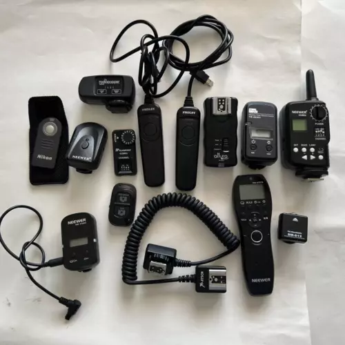 Lot of 14 Wireless, Wired Camera Remotes/Shutter Releases ,Transmitter- Untested