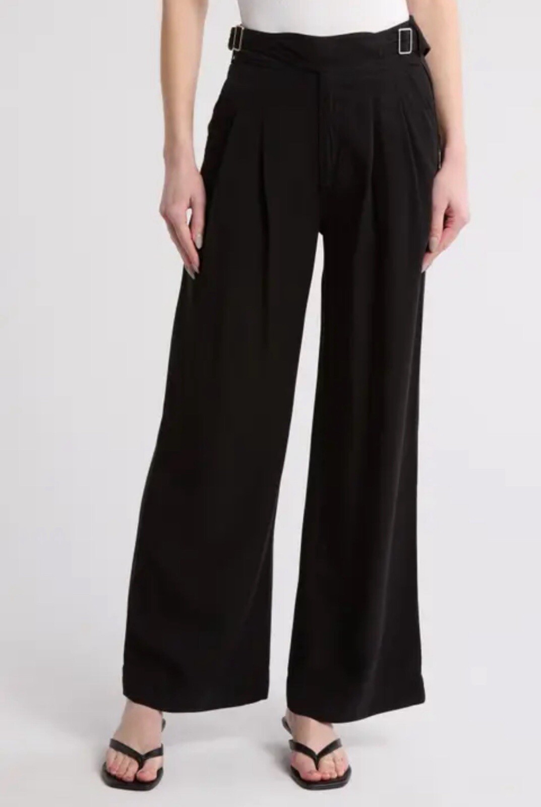 AG ANTHROPOLOGIE Pants Women’s S 28x29” Wide Leg Trousers Pleated Black Tencel