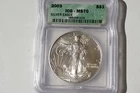 2003  $1 American Silver Eagle MS70 Graded by ICG