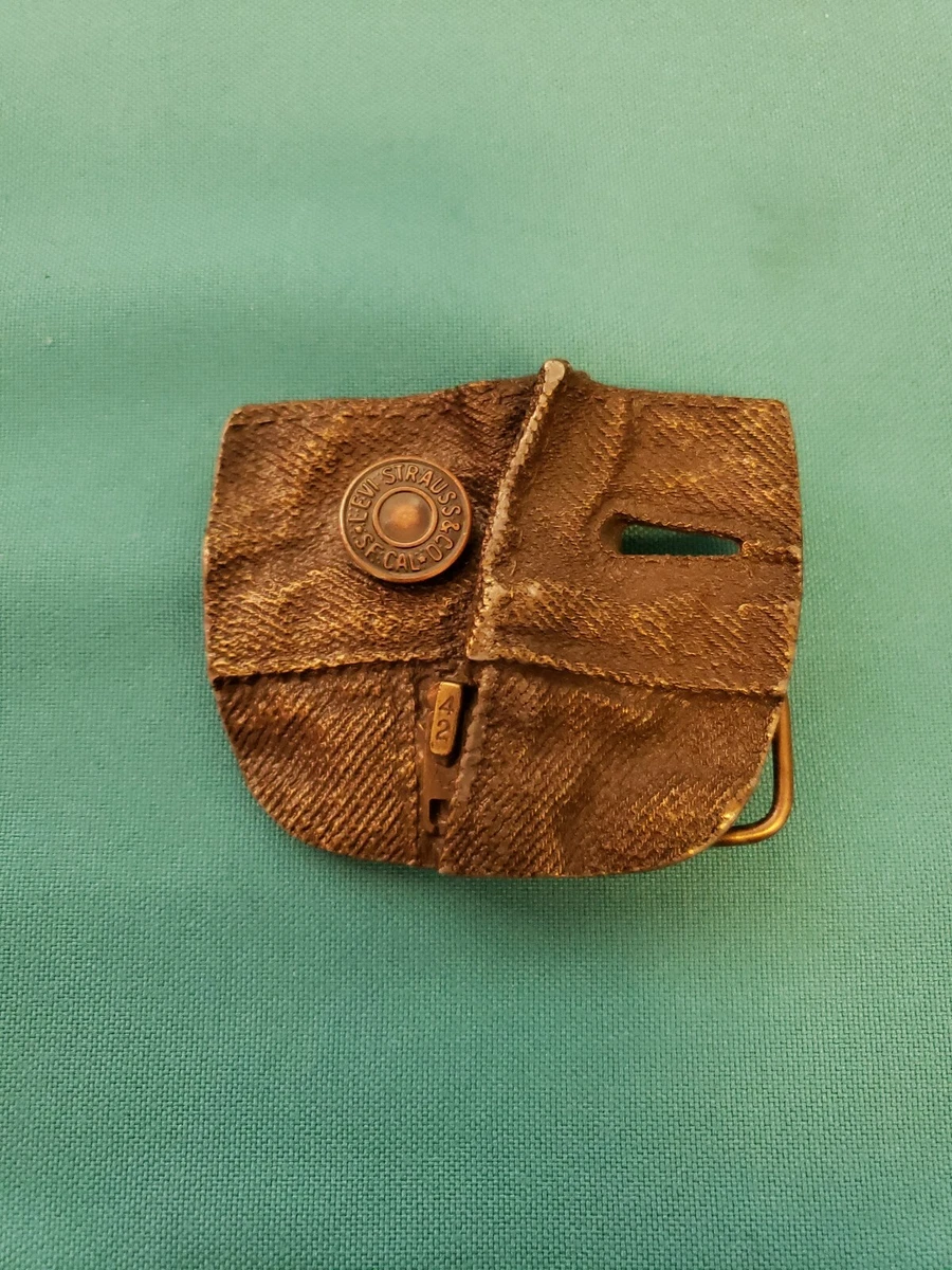 Vintage 1976 Bergamot Brass 42 Levi Strauss Jeans Button Belt Buckle.