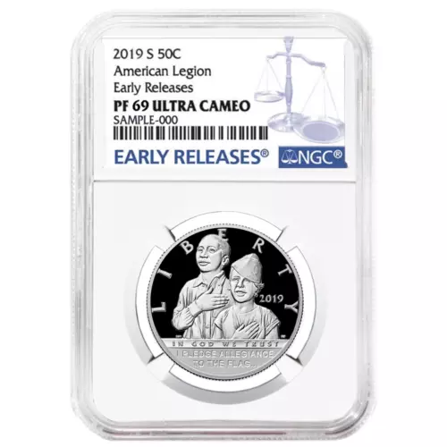 2019-S Proof 50c American Legion 100th Ann Half Dollar NGC PF69UC ER Blue Label
